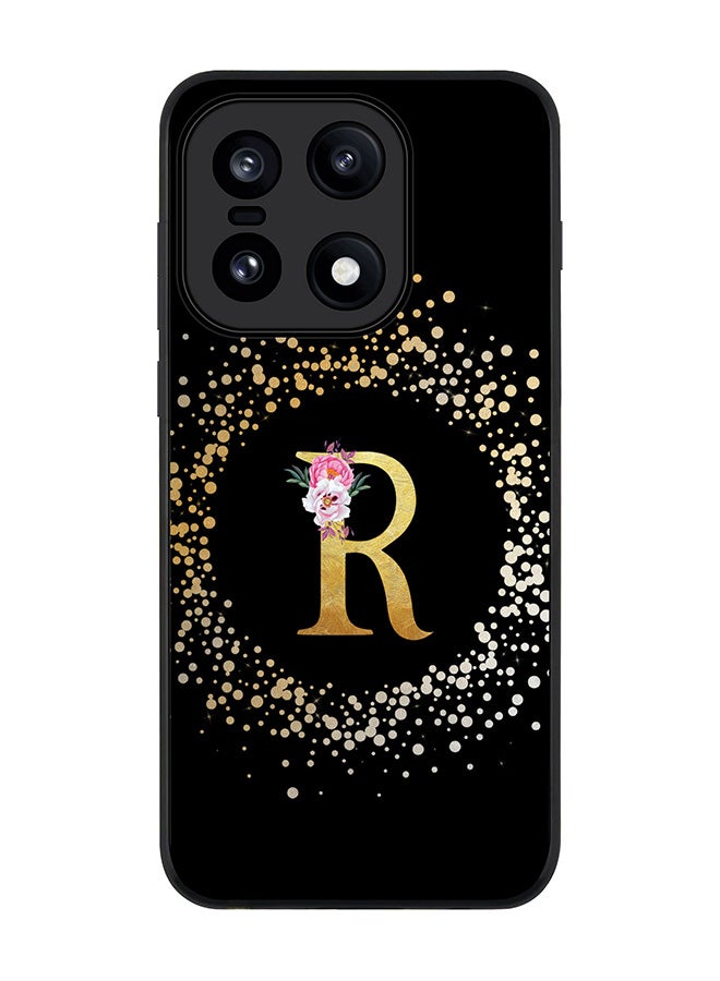 For OnePlus 15 Case,Slim fit Camera Protection, Shockproof Thin Phone cover  - Custom Monogram Floral - R ( Black )